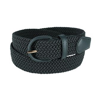 CTM Men's Elastic Braided Belt With Covered Buckle