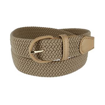 CTM Men's Elastic Braided Belt With Covered Buckle