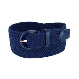CTM Men's Elastic Braided Belt With Covered Buckle