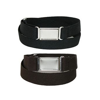 CTM Plus Size Elastic Belt with Magnetic No Show Flat Buckle (Pack of 2 Colors)