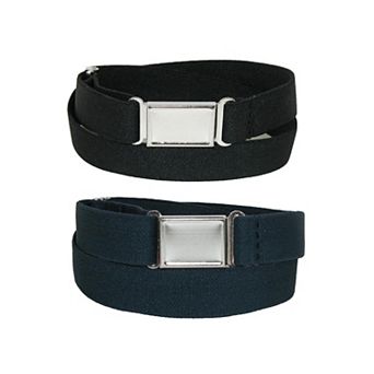 CTM Plus Size Elastic Belt with Magnetic No Show Flat Buckle (Pack of 2 Colors)