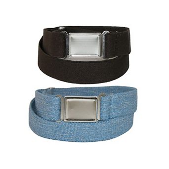 CTM Plus Size Elastic Belt with Magnetic No Show Flat Buckle (Pack of 2 Colors)