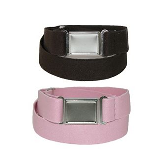 CTM Plus Size Elastic Belt with Magnetic No Show Flat Buckle (Pack of 2 Colors)