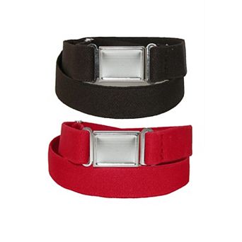 CTM Plus Size Elastic Belt with Magnetic No Show Flat Buckle (Pack of 2 Colors)