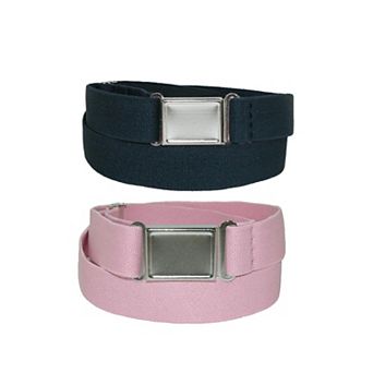 CTM Plus Size Elastic Belt with Magnetic No Show Flat Buckle (Pack of 2 Colors)