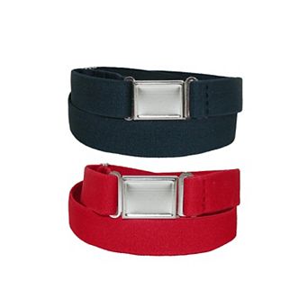 CTM Plus Size Elastic Belt with Magnetic No Show Flat Buckle (Pack of 2 Colors)