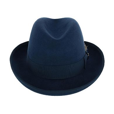 Epoch Hats Company Men's Wool Felt Homburg Godfather Hat With Feather