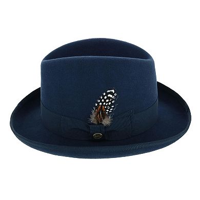 Epoch Hats Company Men's Wool Felt Homburg Godfather Hat With Feather