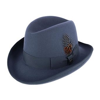 Epoch Hats Company Men's Wool Felt Homburg Godfather Hat With Feather