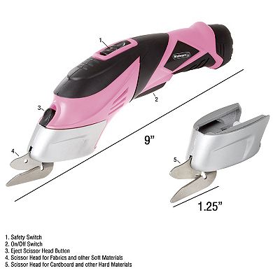 Stalwart 3.6v Cordless Electric Scissors, Pink