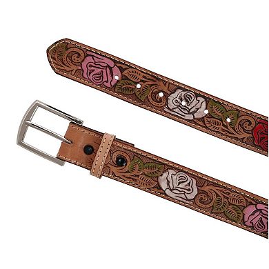 Ctm Women's Floral Embossed Western Belt