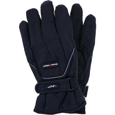 CTM Men's One Size Microfiber Winter Ski Gloves with Wrist Strap