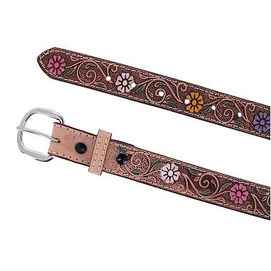CTM Girls 1 Inch Floral Embossed Belt