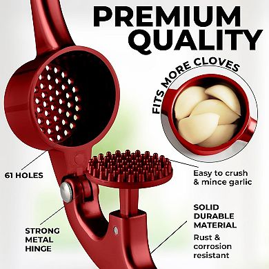 Zulay Kitchen Large Premium Garlic Press Set - Bigger Bowl For Bigger Garlic