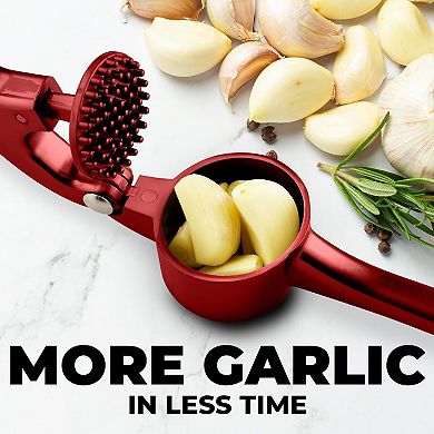 Zulay Kitchen Large Premium Garlic Press Set - Bigger Bowl For Bigger Garlic