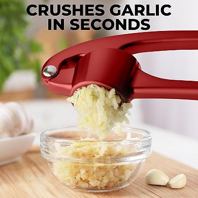 Zulay Kitchen Large Premium Garlic Press Set - Bigger Bowl For Bigger Garlic