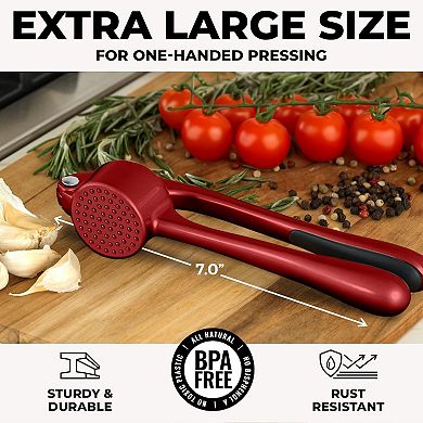 Zulay Kitchen Large Premium Garlic Press Set - Bigger Bowl For Bigger Garlic