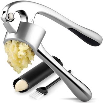 Zulay Kitchen Large Premium Garlic Press Set - Bigger Bowl For Bigger Garlic