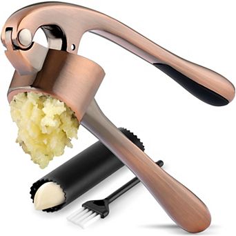 Zulay Kitchen Large Premium Garlic Press Set - Bigger Bowl For Bigger Garlic