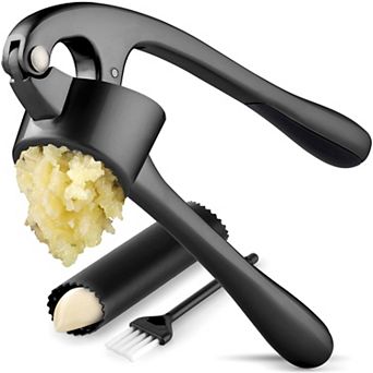 Zulay Kitchen Large Premium Garlic Press Set - Bigger Bowl For Bigger Garlic