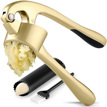 Zulay Kitchen Large Premium Garlic Press Set - Bigger Bowl For Bigger Garlic