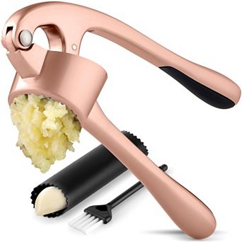 Zulay Kitchen Large Premium Garlic Press Set - Bigger Bowl For Bigger Garlic