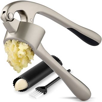 Zulay Kitchen Large Premium Garlic Press Set - Bigger Bowl For Bigger Garlic