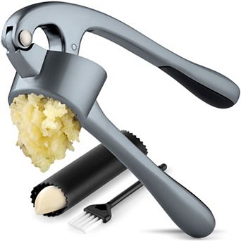 Zulay Kitchen Large Premium Garlic Press Set - Bigger Bowl For Bigger Garlic