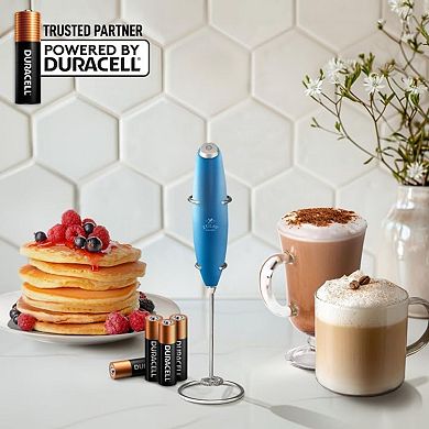 Zulay Handheld Milk Frother Wand Drink Mixer for Coffee (4 Duracell Batteries Included)