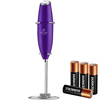 Zulay Handheld Milk Frother Wand Drink Mixer for Coffee (4 Duracell Batteries Included)