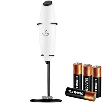 Zulay Handheld Milk Frother Wand Drink Mixer for Coffee (4 Duracell Batteries Included)