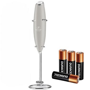 Zulay Handheld Milk Frother Wand Drink Mixer for Coffee (4 Duracell Batteries Included)