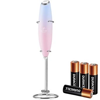 Zulay Handheld Milk Frother Wand Drink Mixer for Coffee (4 Duracell Batteries Included)