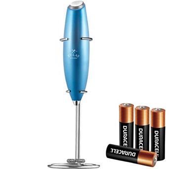 Zulay Handheld Milk Frother Wand Drink Mixer for Coffee (4 Duracell Batteries Included)
