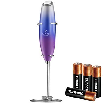 Zulay Handheld Milk Frother Wand Drink Mixer for Coffee (4 Duracell Batteries Included)