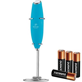 Zulay Handheld Milk Frother Wand Drink Mixer for Coffee (4 Duracell Batteries Included)
