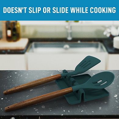 Zulay Kitchen Silicone Utensil Rest with Drip Pad for Multiple Utensils