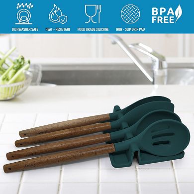 Zulay Kitchen Silicone Utensil Rest with Drip Pad for Multiple Utensils