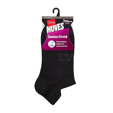 Women's Hanes 3-pk. Ultimate Seamless Stretch No Show Tab Socks