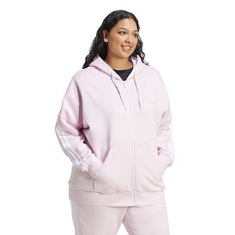 Plus Size adidas Essentials 3-Stripes Full Zip Fleece Hoodie