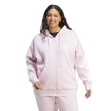 Plus Size adidas Essentials 3-Stripes Full Zip Fleece Hoodie