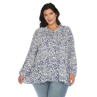 Plus Size Printed Peasant Blouse