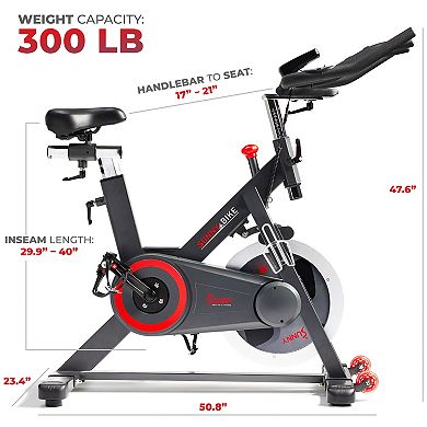 Sunny Health & Fitness Premium Smart Magnetic Belt Drive Indoor Cycling Exercise Bike
