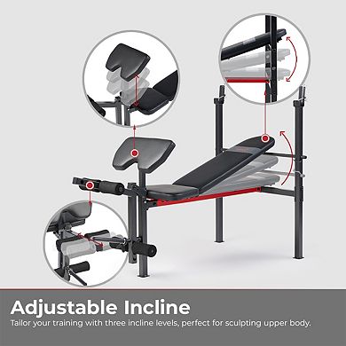 Sunny Health & Fitness Adjustable Standard Incline Weight Bench