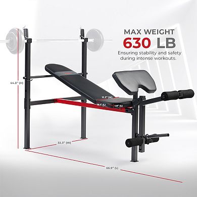 Sunny Health & Fitness Adjustable Standard Incline Weight Bench