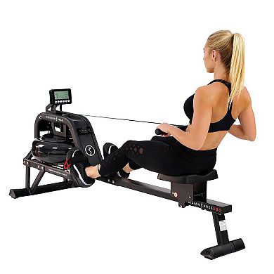 Sunny Health & Fitness Obsidian Surge Water Rowing Machine Rower