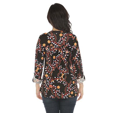 Women's Paisley Button Front Tunic Top