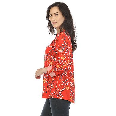 Women's Paisley Button Front Tunic Top