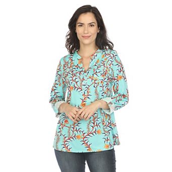 Women's Paisley Button Front Tunic Top
