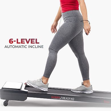 Sunny Health & Fitness Pacer Auto Incline Under Desk Smart TreadPad® Walking Treadmill